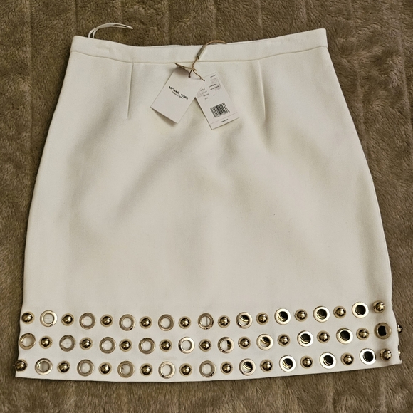 NEW tags Michael Kors COLLECTION RUNWAY skirt with grommets and large beads - Picture 3 of 14